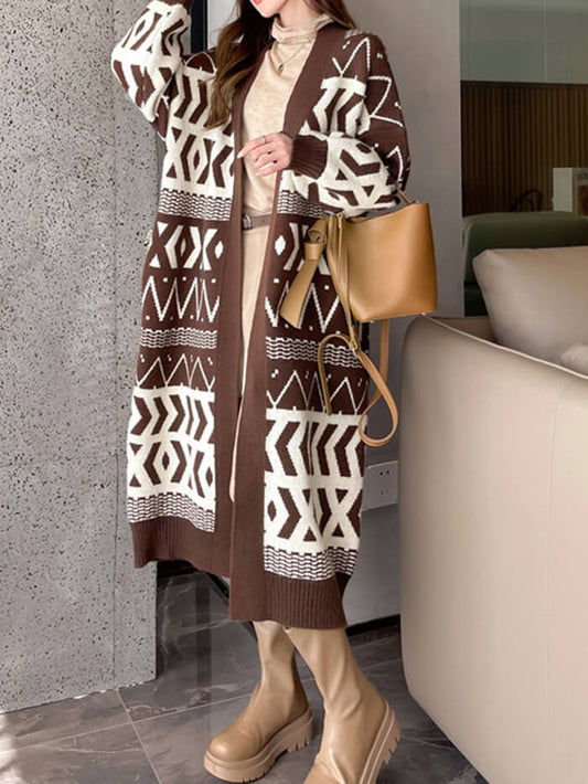 VERILADY | Áo len dài in họa tiết cổ điển