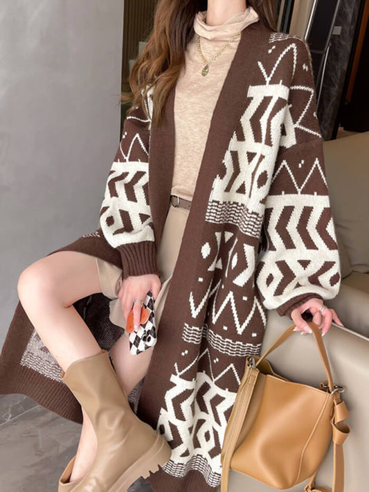 VERILADY | Áo len dài in họa tiết cổ điển