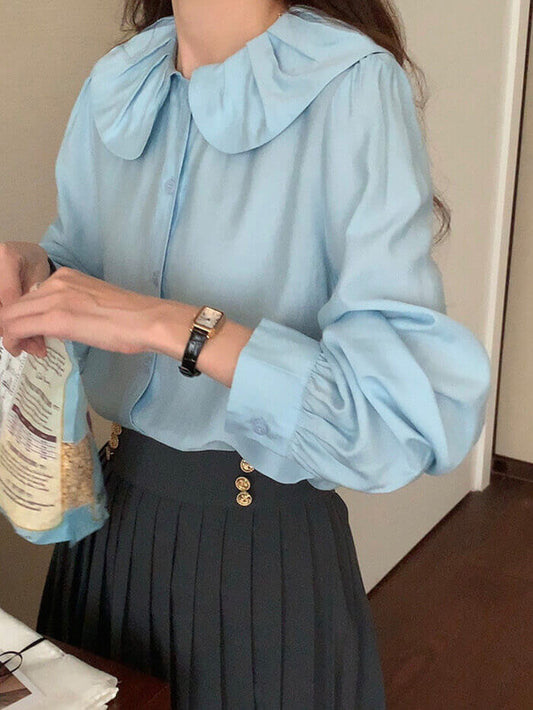 VERILADY |Áo Sơ Mi Cổ Tròn Dành Cho Người Lớn Có Nút Dễ Thương