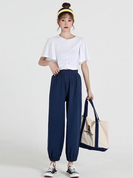 VERILADY | Quần harem ống rộng phối vải lanh