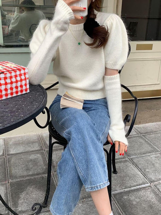 VERILADY | Áo len tay ngắn có túi giữ ấm cánh tay