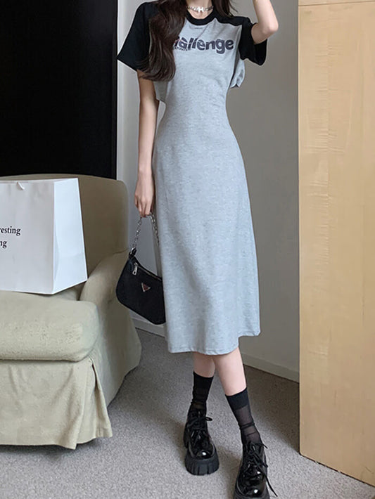 VERILADY | 英字プリント スリット ワンピース