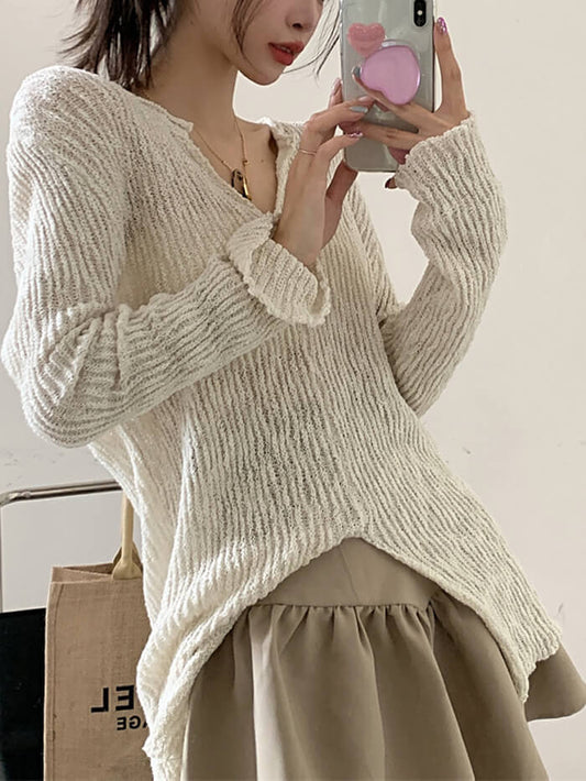 VERILADY | Áo dài dệt kim có đường xẻ không đều