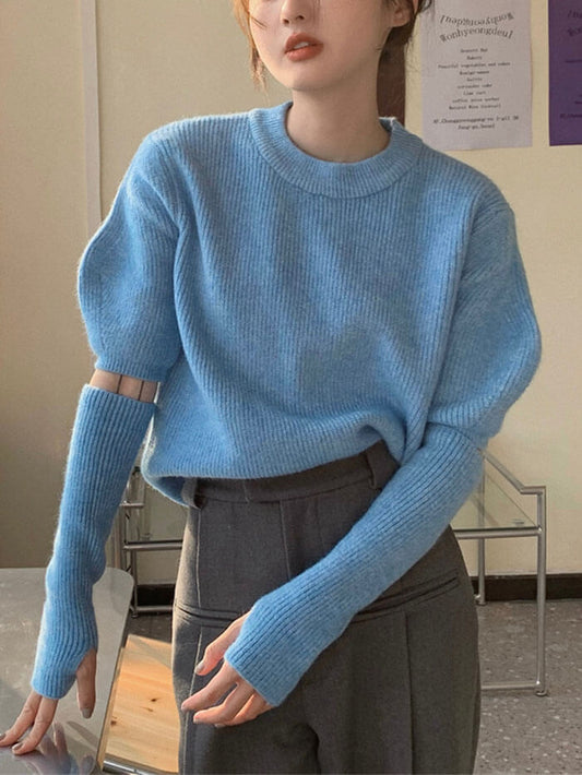 VERILADY | Áo len tay ngắn có túi giữ ấm cánh tay