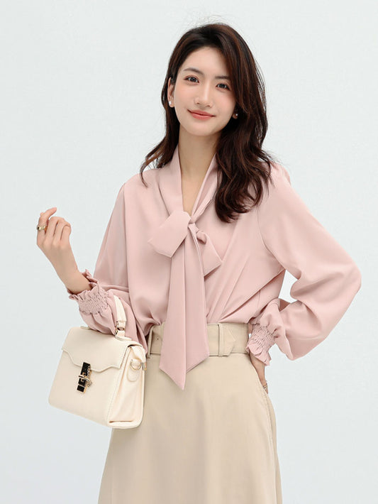 VERILADY | Áo sơ mi tay phồng thắt nơ