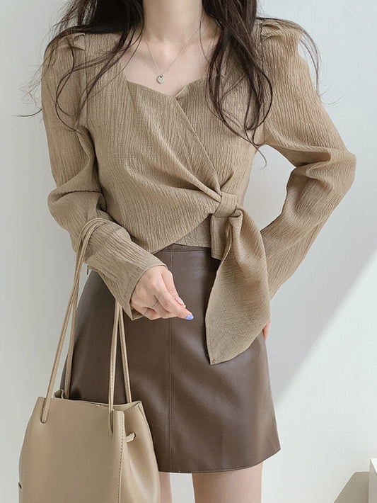 VERILADY | スクエアネックワッシャーリボンブラウス