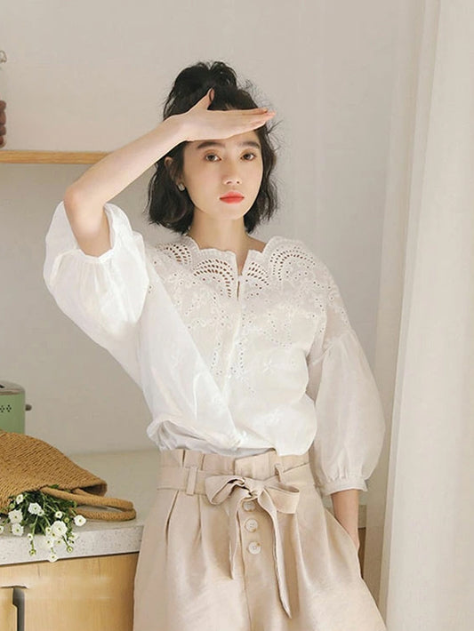 VERILADY | Áo sơ mi trơn nửa tay dễ thương cho người lớn