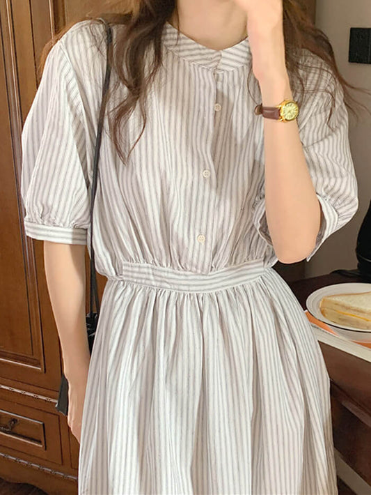 VERILADY | Đầm Sọc Cổ Tròn