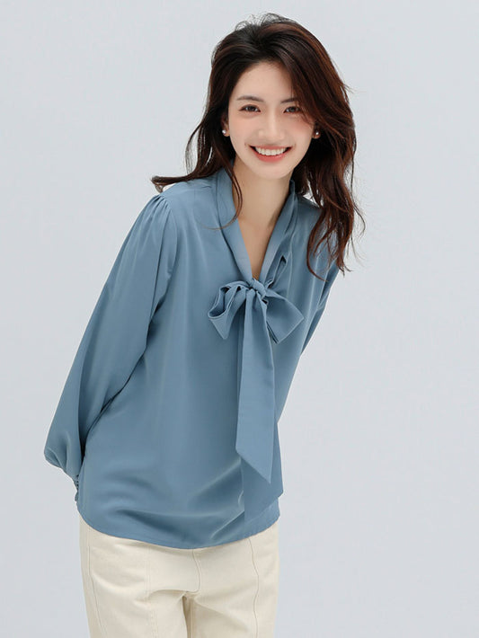 VERILADY | Áo sơ mi tay phồng thắt nơ