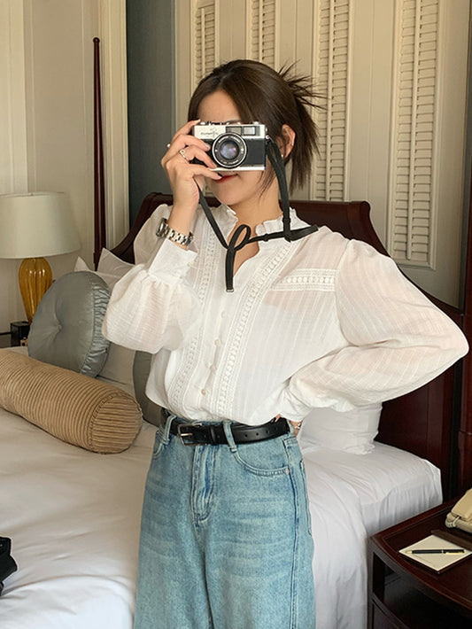 VERILADY | Áo Blouse cổ diềm kiểu Pháp