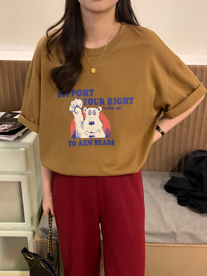 VERILADY | 小熊印花短袖寬鬆T卹