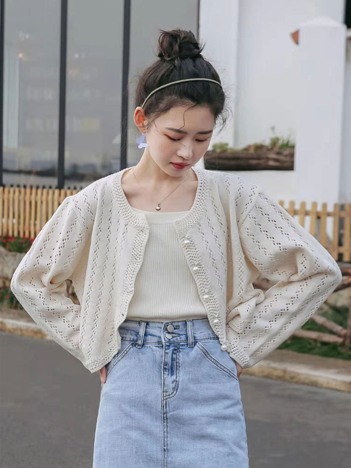 XÁC MINH | Áo len dệt kim nhẹ Openwork