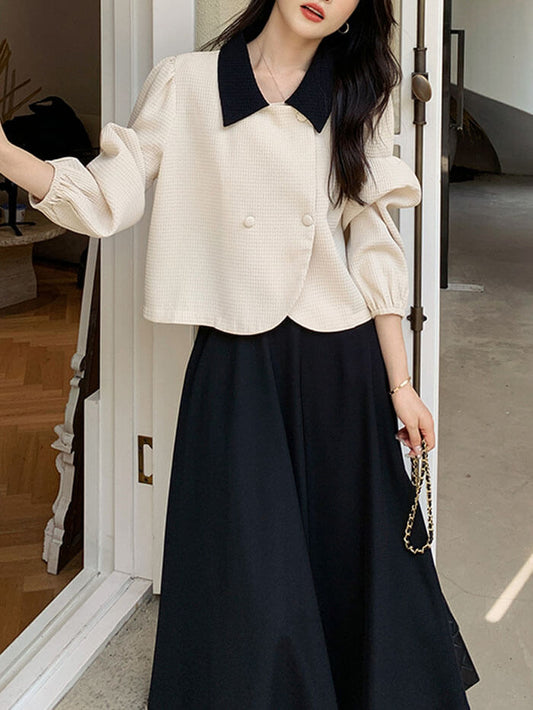 VERILADY | Set áo khoác và chân váy Hàn Quốc