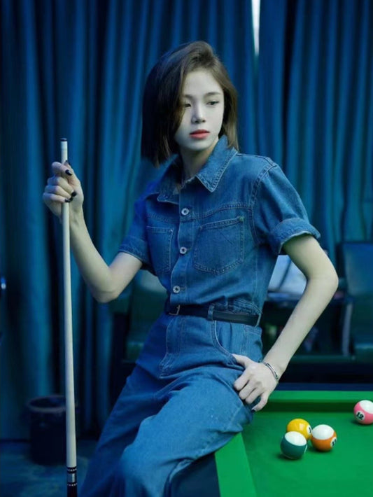 VERILADY | Tất cả trong một denim ngắn tay ôm sát