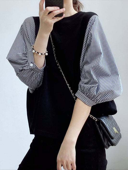 VERILADY |Áo chuyển đổi đan kiểu cổ điển với các chất liệu khác nhau Loose Loose