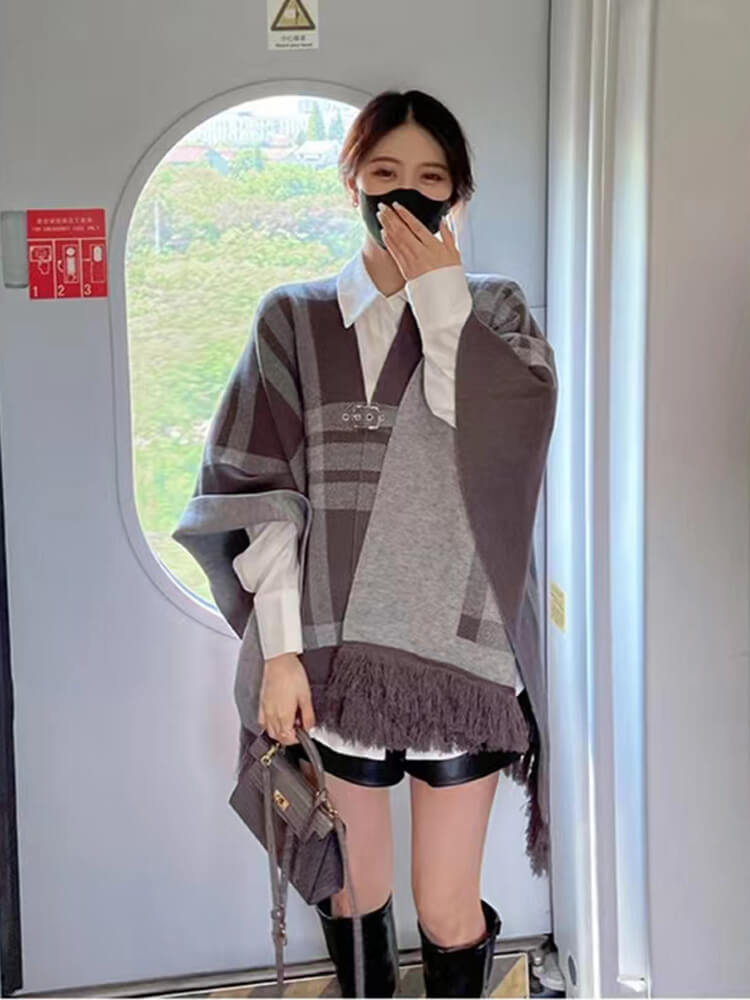 VERILADY | Nhân vật chính áo choàng kẻ sọc đơn giản