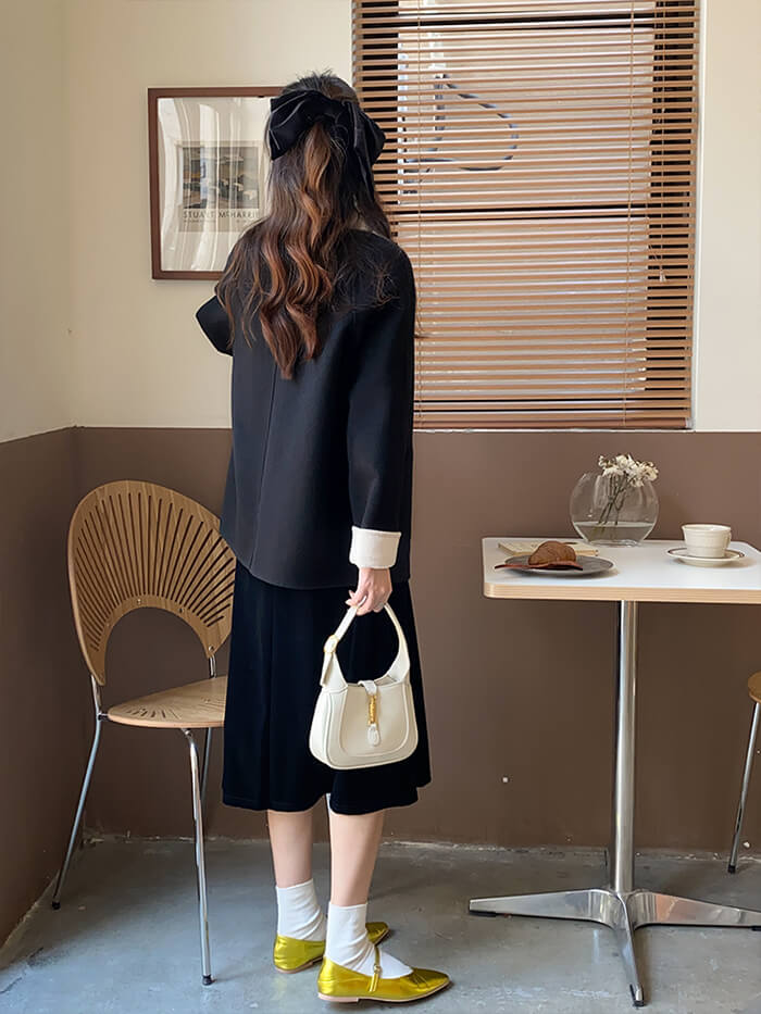 VERILADY |Áo khoác len dáng ngắn cổ búp bê