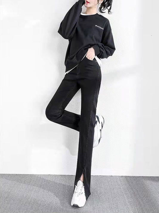 VERILADY | Quần jean denim cổ điển xẻ trước