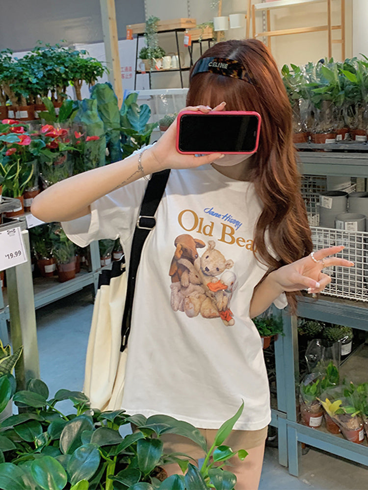 VERILADY | ベアーロゴプリントTシャツ