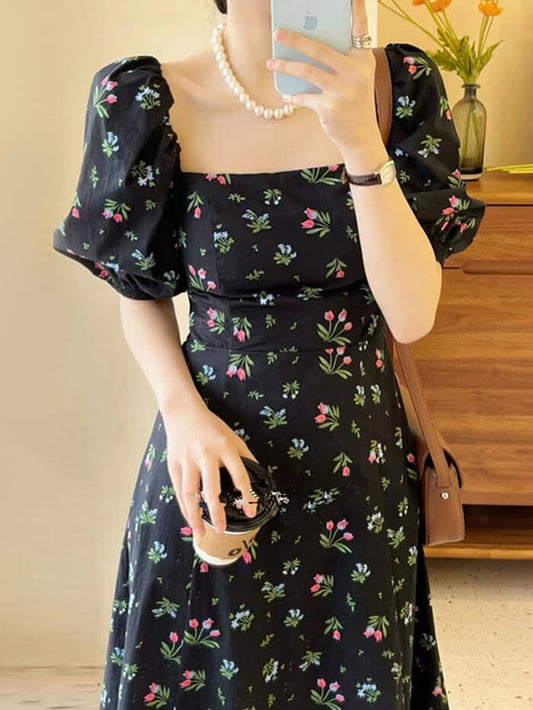 VERILADY | Đầm cổ vuông tay phồng