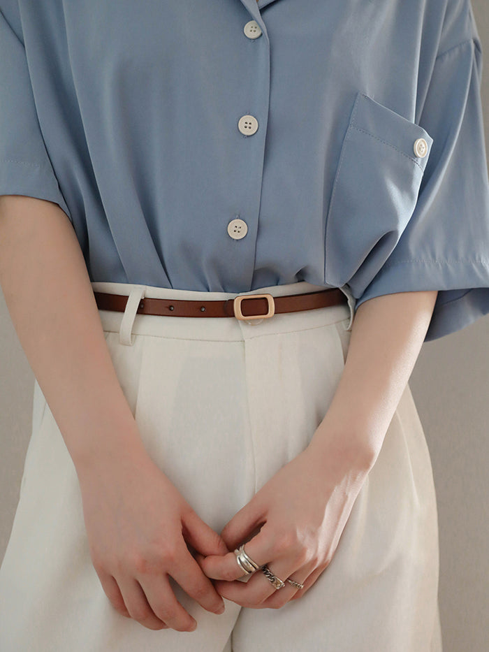 VERILADY | スクエアバックルレザー細ベルト