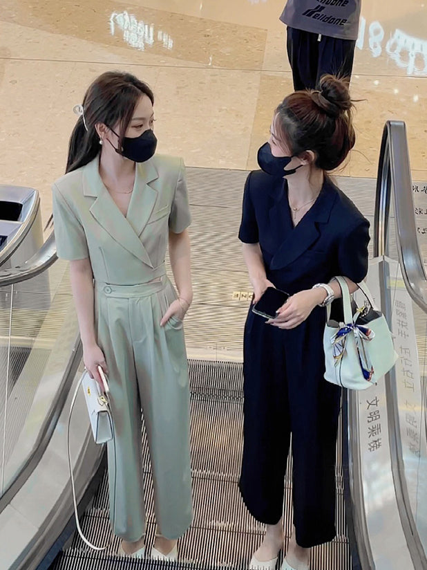 VERILADY | 短袖西裝+休閒褲上下兩件套