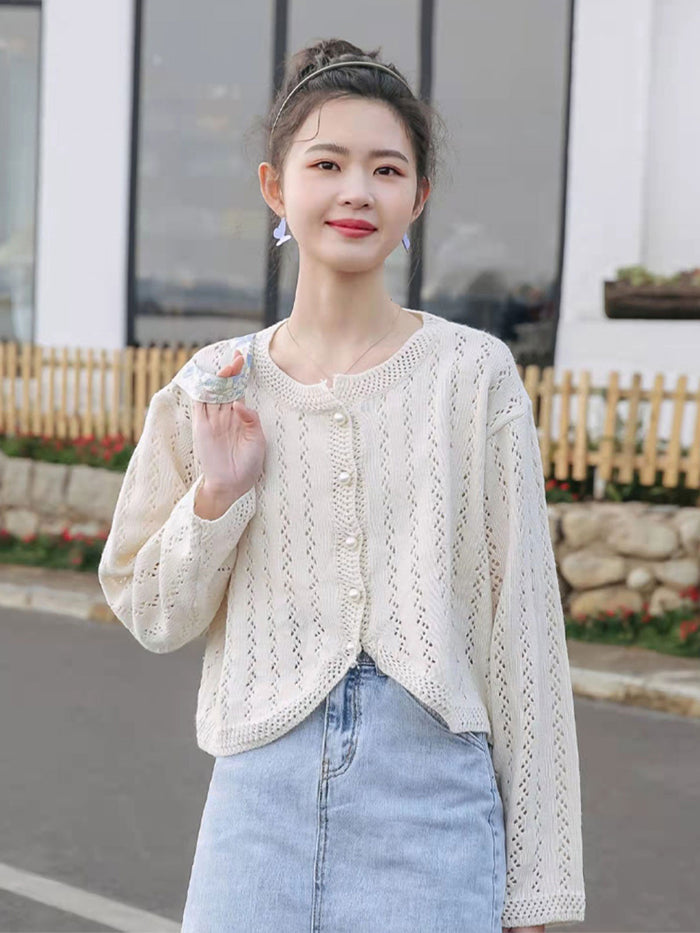 XÁC MINH | Áo len dệt kim nhẹ Openwork