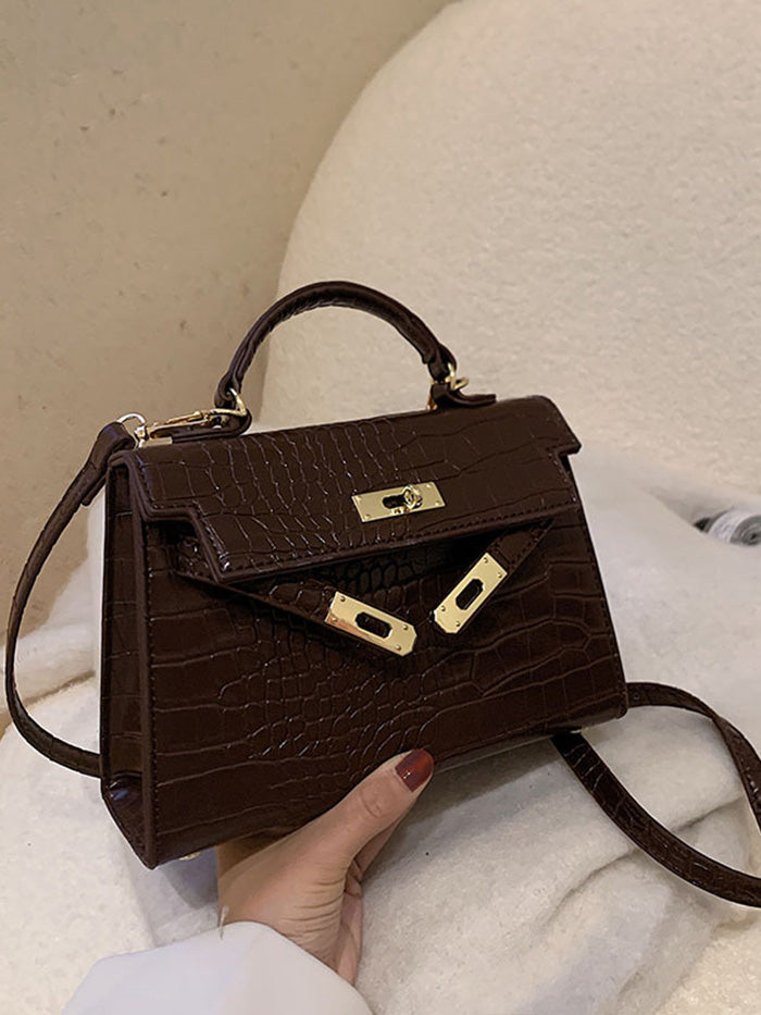 VERILADY | ケリー型 2wayバッグ ハンドバッグ ショルダーバッグ スクエアクロコダイル型 4色展開