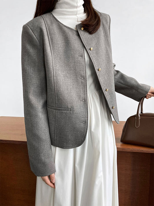 VERILADY | ノーカラー フォーマル スーツ ジャケット