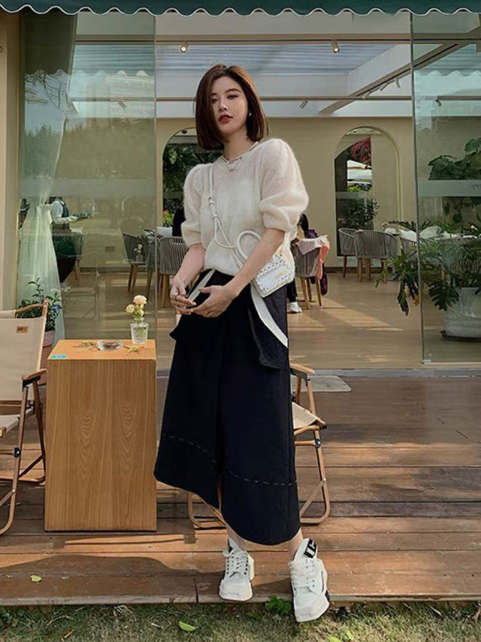 VERILADY | Áo chui đầu dệt kim mỏng tay ngắn Openwork