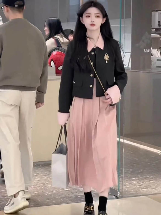 VERILADY | Set 2 Món Áo Khoác Có Ve Áo Và Chân Váy