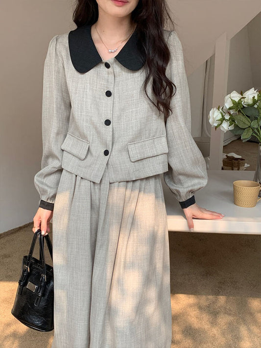 VERILADY | Set áo sơ mi Linen Blend & Váy chữ A cạp cao