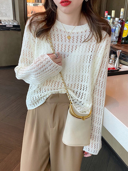 VERILADY | 薄手透かし彫りトップス 日焼け止め