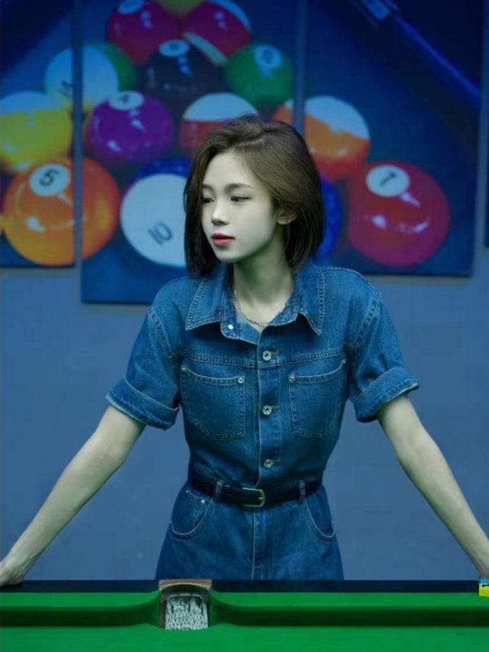 VERILADY | Tất cả trong một denim ngắn tay ôm sát