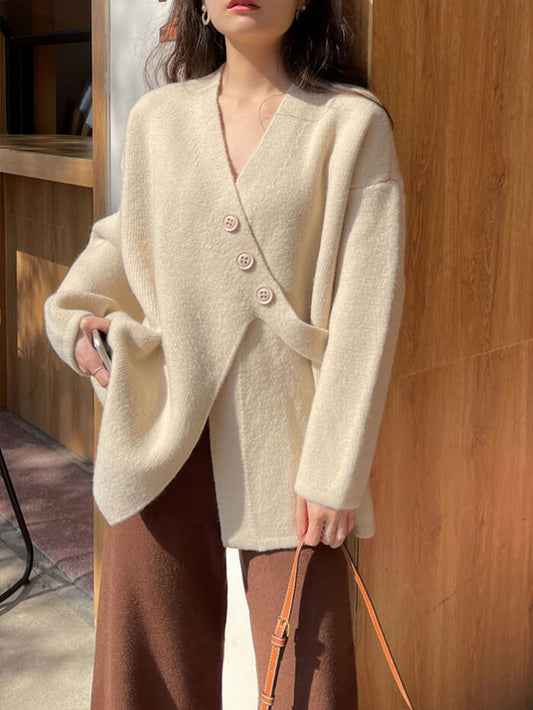 VERILADY | Áo len cổ chữ V xẻ tà