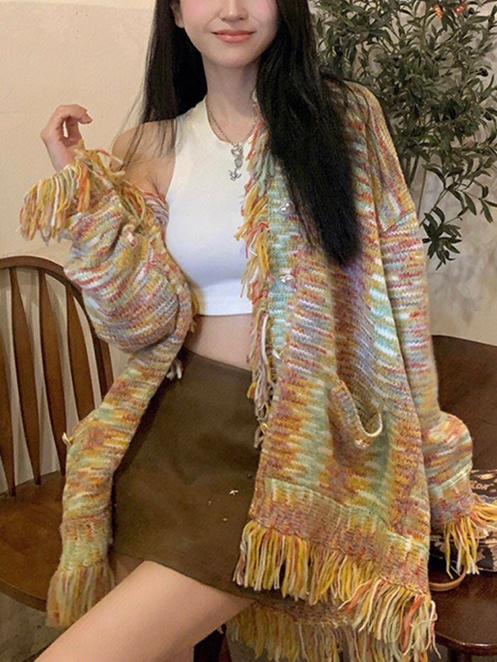 VERILADY | Áo Len Cardigan Đan Nhiều Màu Phong Cách Áo Cardigan Phối Màu