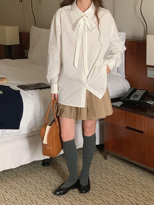 VERILADY | Áo Sơ Mi Cổ Nơ Thắt Nơ Thường Ngày