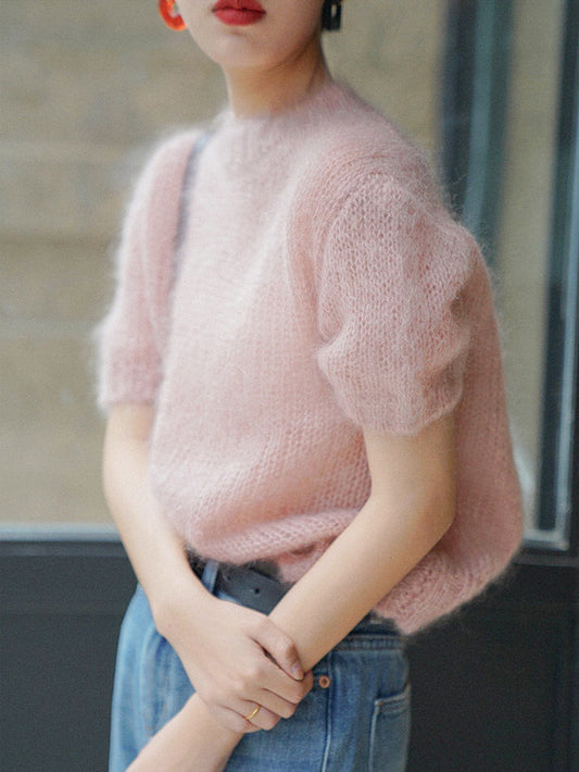 VERILADY | Áo dệt kim dáng rộng cổ điển ngắn tay