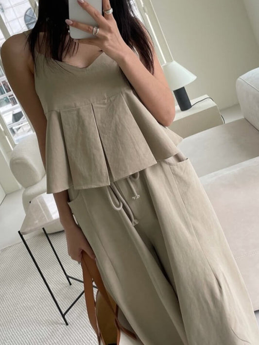 VERILADY | Cài đặt áo không tay cổ chữ V & quần ống rộng