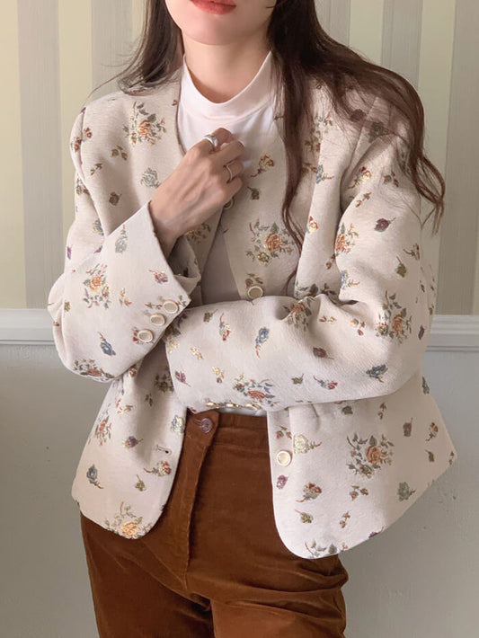 VERILADY | Áo khoác không cổ Jacquard thực vật