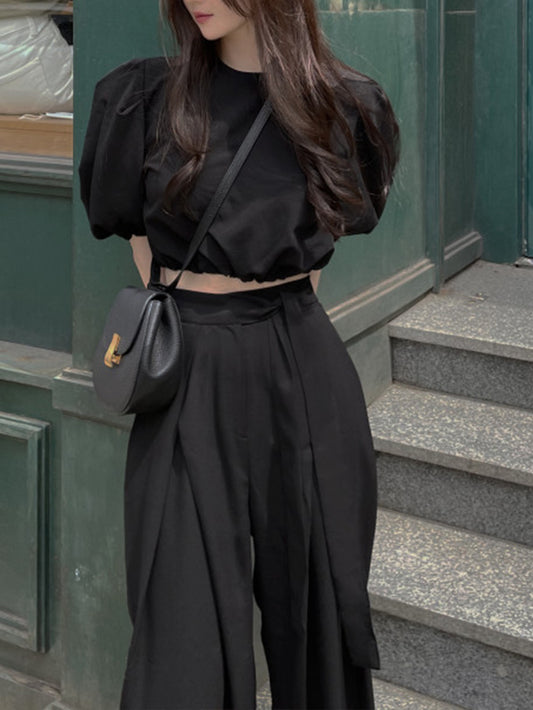 VERILADY | Quần Bất Đối Xứng Quần Ống Rộng Eo Cao Thắt Nơ Thời Trang Hàn Quốc