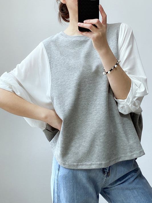 VERILADY |Áo chuyển đổi đan kiểu cổ điển với các chất liệu khác nhau Loose Loose