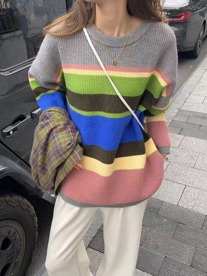 VERILADY | レインボーカラーニットセーター