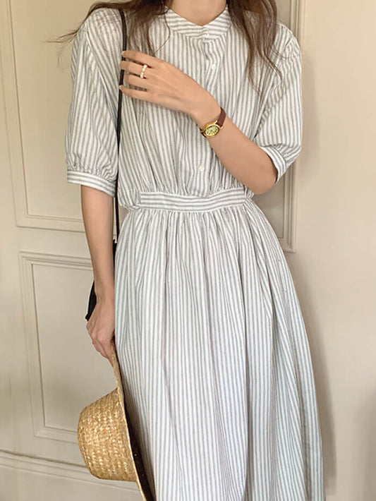 VERILADY | Đầm Sọc Cổ Tròn