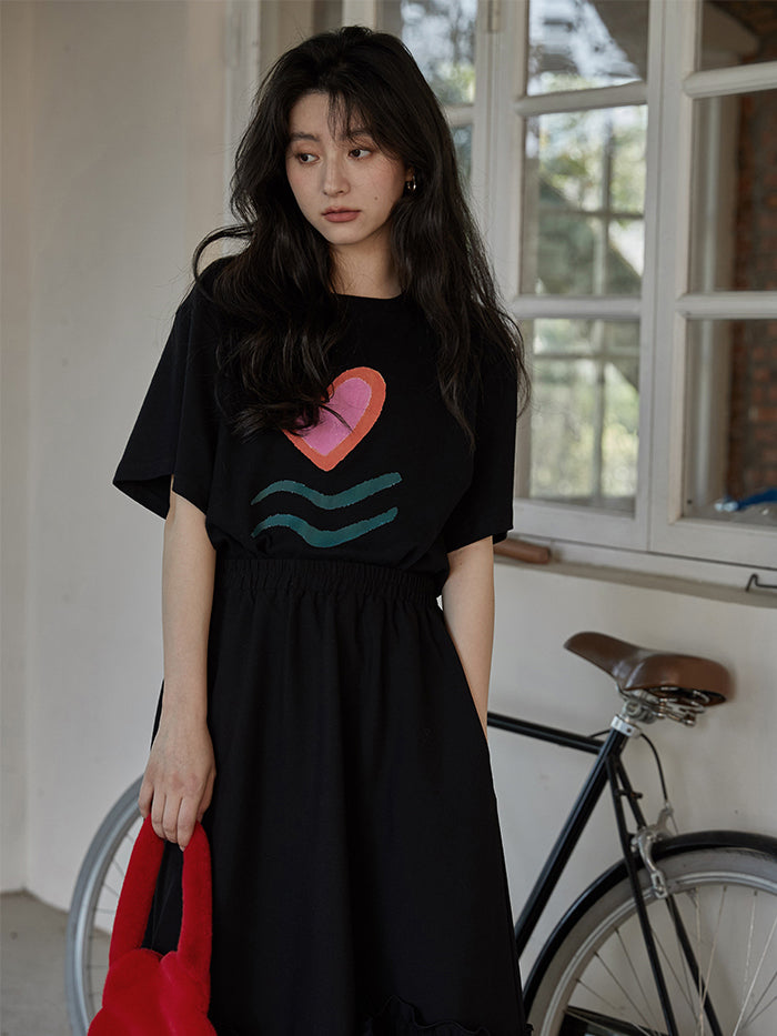 VERILADY | 【予約商品 注文後7日~10日以内出荷】ハートプリントTシャツ