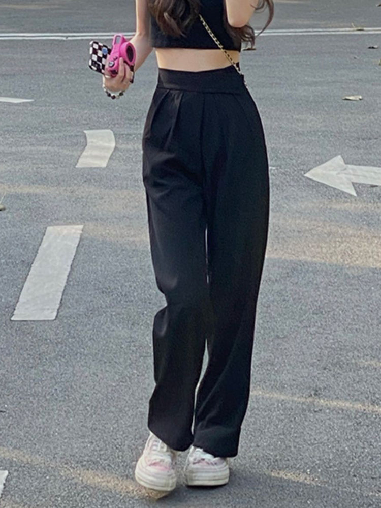 高腰直筒修身褲