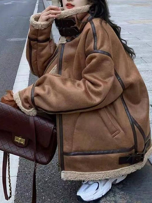 VERILADY |Áo khoác lông cừu overfit