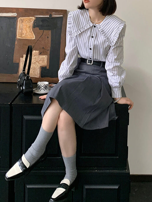 VERILADY | Áo cổ trụ kiểu Pháp Kikurage