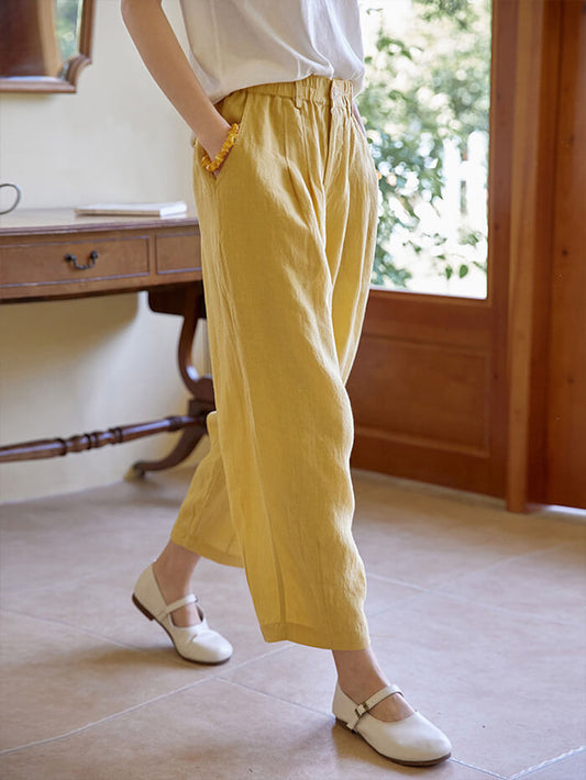 VERILADY | Quần vải lanh ống rộng có độ dài cắt xén