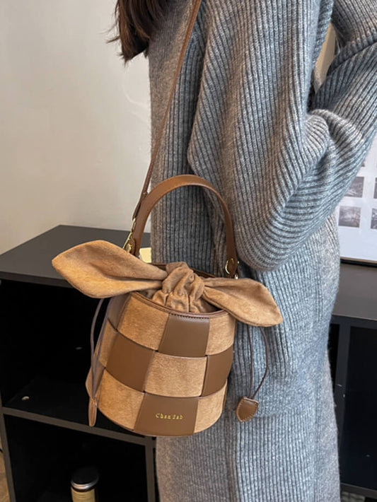 VERILADY | 異素材ブロックチェック2wayバケットバッグ